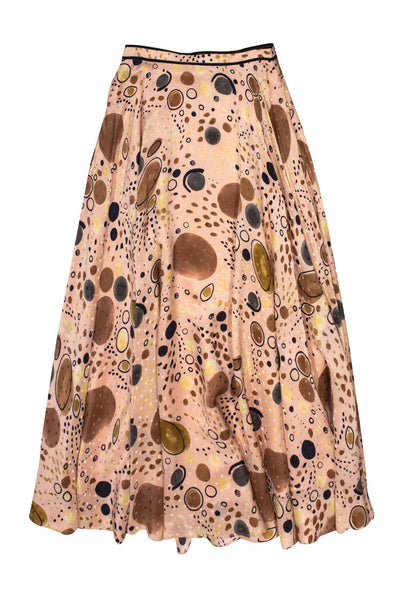 Current Boutique-Lafayette 148 - Pink Maxi Skirt w/ Multicolored Dot Print Sz 2