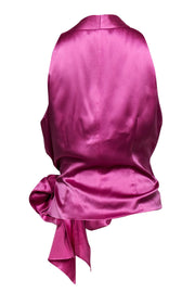 Current Boutique-Lafayette 148 - Pink Satin Side Tie Sleeveless Blouse Sz 10