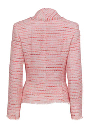 Current Boutique-Lafayette 148 - Pink Tweed Open Front Fringe Blazer Sz 2