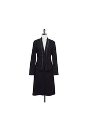 Current Boutique-Lafayette 148 - Premium Denim Collection Black Cotton Suit Sz 8