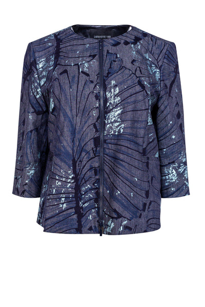 Current Boutique-Lafayette 148 - Printed Chambray Jacket Sz M