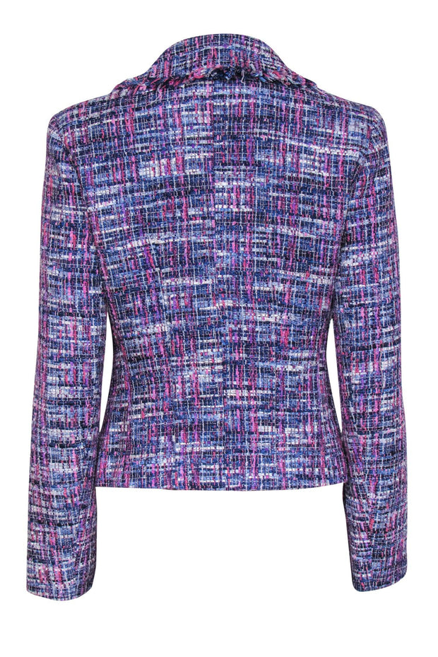 Current Boutique-Lafayette 148 - Purple, Pink & White Tweed Blazer w/ Frayed Trim Sz 6