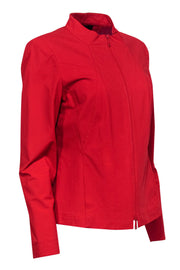 Current Boutique-Lafayette 148 - Red Cotton Blend Zip-Up Jacket Sz 10