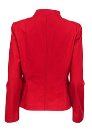 Current Boutique-Lafayette 148 - Red Cotton Blend Zip-Up Jacket Sz 10