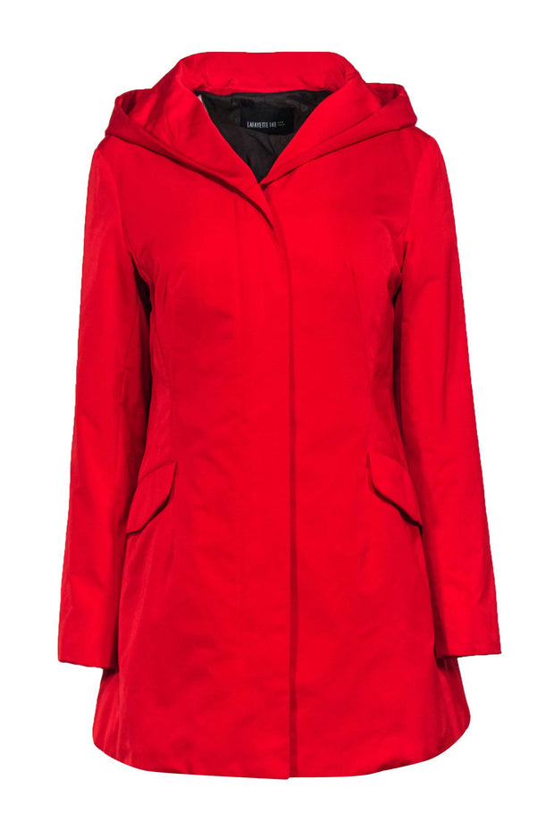 Current Boutique-Lafayette 148 - Red Hooded Coat w/ Detachable Vest Sz S