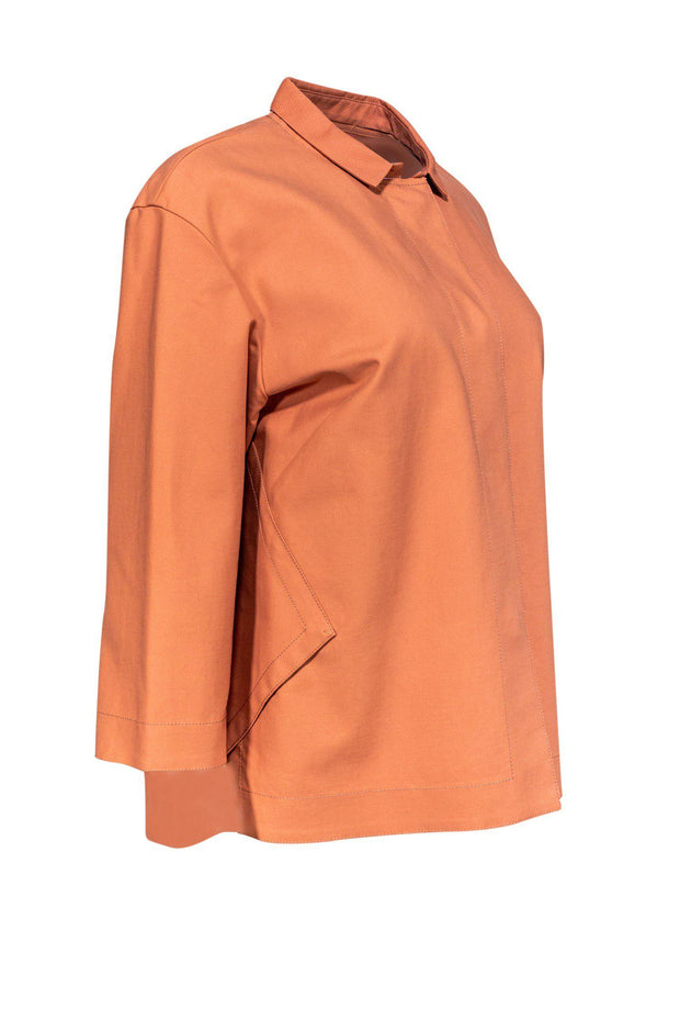Current Boutique-Lafayette 148 - Sienna Colored 3/4 Sleeve Boxy Jacket Sz M