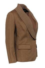 Current Boutique-Lafayette 148 - Tan Cashmere Jacket w/ Ribbed Collar Sz 8