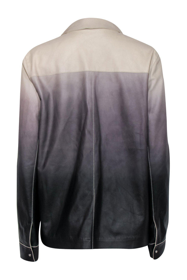 Current Boutique-Lafayette 148 - Taupe & Black Ombre Smooth Leather Jacket Sz L