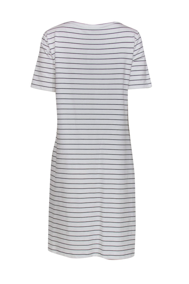 Lafayette 148 - White & Black Striped Tied T-Shirt Dress Sz M – Current  Boutique