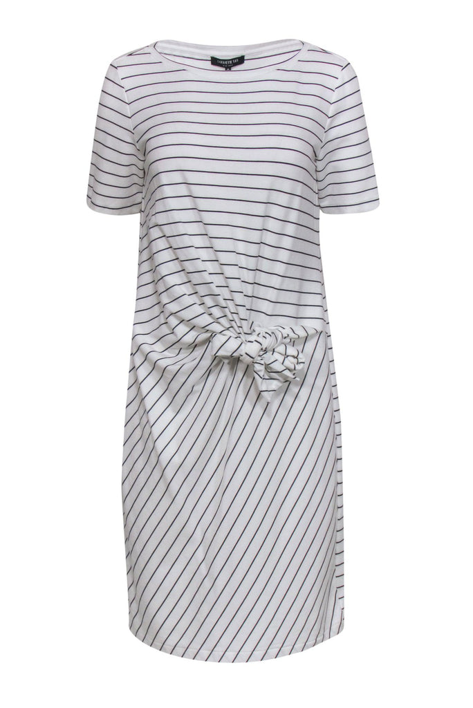 Lafayette 148 - White & Black Striped Tied T-Shirt Dress Sz M – Current  Boutique