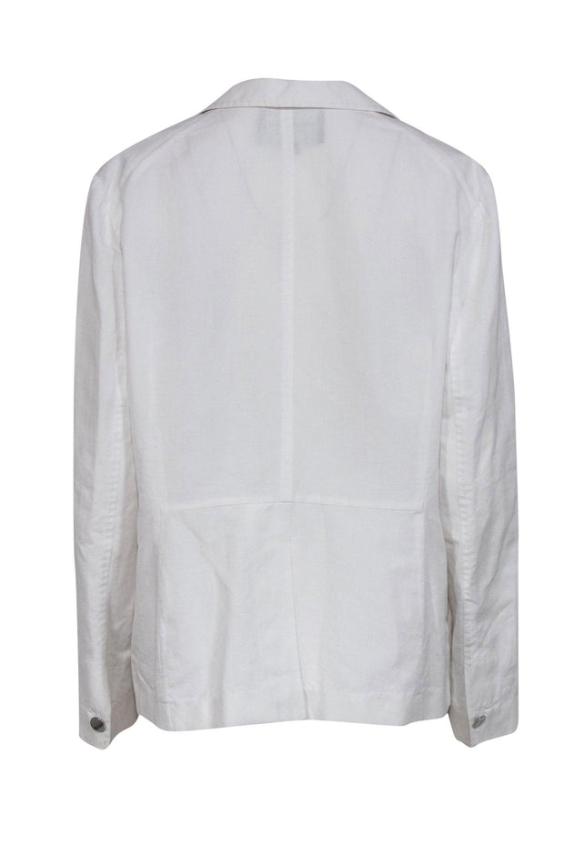 Current Boutique-Lafayette 148 - White Cotton & Linen Blend Blazer Sz 14