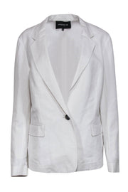 Current Boutique-Lafayette 148 - White Cotton & Linen Blend Blazer Sz 14
