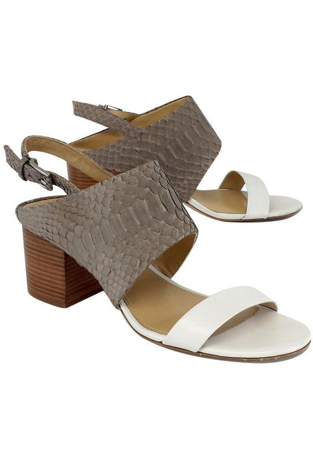 Beige & Grey Jimmy Choo Snakeskin Heeled Sandals Size 38 – Designer Revival