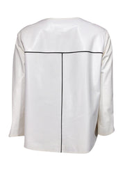 Current Boutique-Lafayette 148 - White Leather Minimalist Jacket Sz L