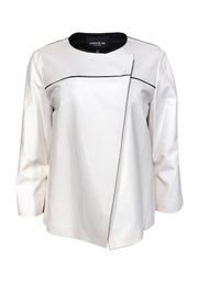 Current Boutique-Lafayette 148 - White Leather Minimalist Jacket Sz L