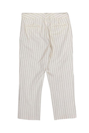 Current Boutique-Lafayette 148 - White Pinstriped Cropped Cotton Blend Trousers Sz 4