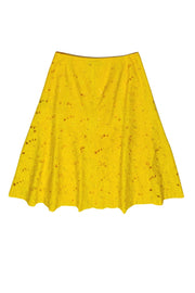 Current Boutique-Lafayette 148 - Yellow Floral Eyelet Flared Midi Skirt Sz 6