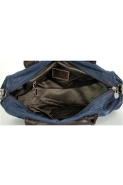 Current Boutique-Lancel - Blue Metallic Nylon & Leather Bowling Bag
