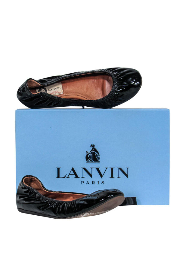 Current Boutique-Lanvin - Black Patent Leather Ballet Flats Sz 6.5
