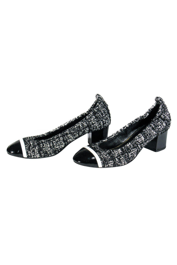 Current Boutique-Lanvin - Black & White Tweed Heels w/ Patent Toe Sz 5.5