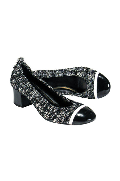 Current Boutique-Lanvin - Black & White Tweed Heels w/ Patent Toe Sz 5.5
