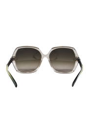 Current Boutique-Lanvin - Clear Ombre Oversized Sunglasses w/ Chain Link & Marbled Arms