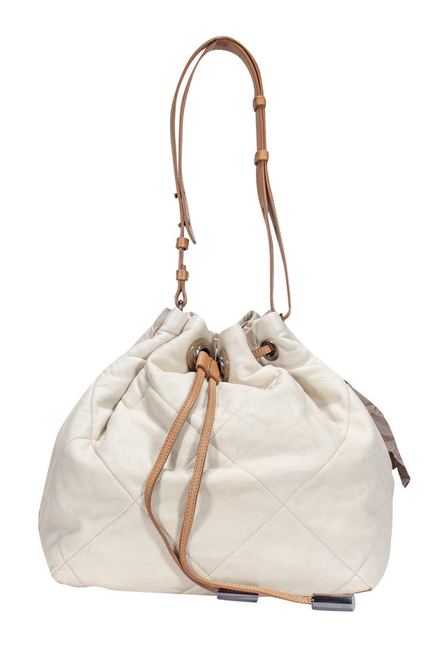 Current Boutique-Lanvin - Cream Quilted Leather Bucket Bag