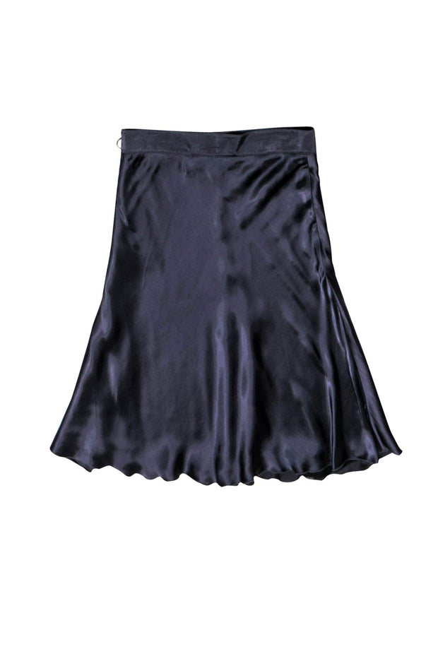Current Boutique-Lanvin - Dark Gray Silk Flared Hem Midi Skirt Sz 10