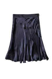 Current Boutique-Lanvin - Dark Gray Silk Flared Hem Midi Skirt Sz 10