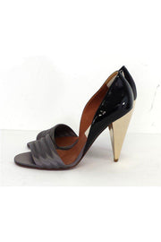 Current Boutique-Lanvin - Grey Satin & Patent Leather Heels Sz 7