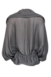 Current Boutique-Lanvin - Semi-Sheer Gray Ruched Open Cardigan Sz 6
