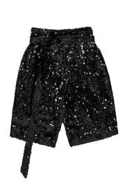 Current Boutique-Lapointe - Black Sequin Belted Bermuda Shorts Sz 4