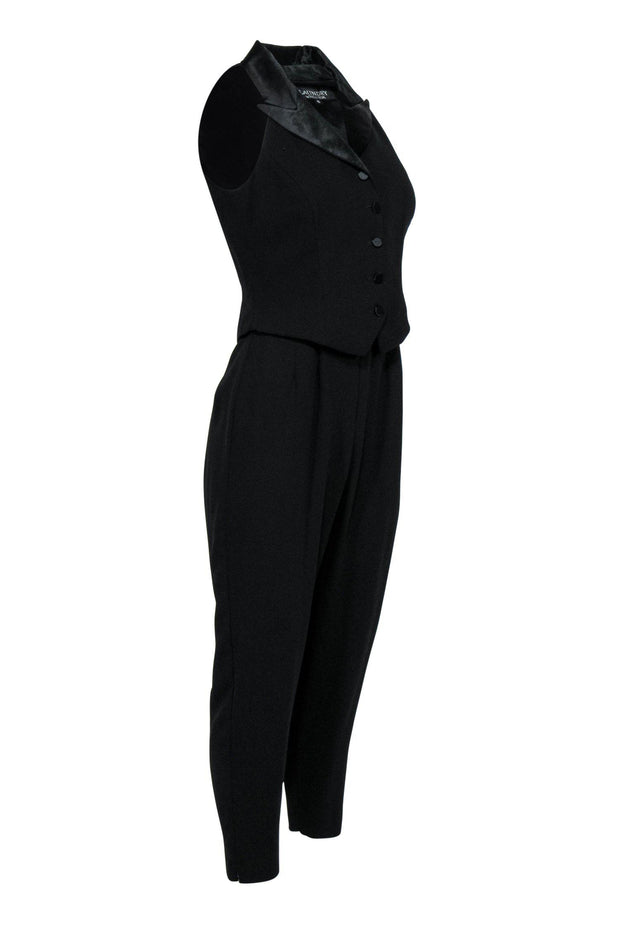 Current Boutique-Laundry by Shelli Segal - Black Tapered Leg Jumpsuit w/ Waistcoat Sz 6
