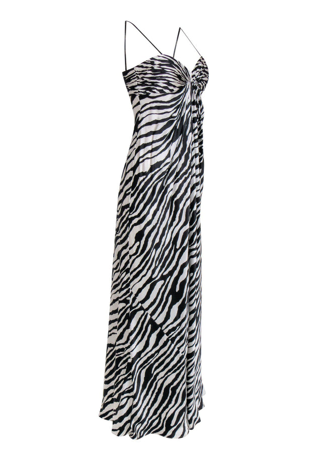 Current Boutique-Laundry by Shelli Segal - Black & White Zebra Print Strapless Silk Gown Sz 4