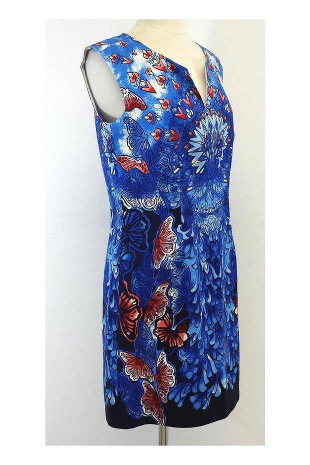 Current Boutique-Laundry by Shelli Segal - Blue & Red Butterfly Heart Print Dress Sz 8