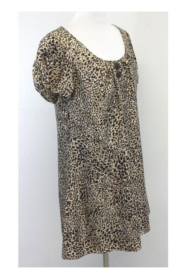 Current Boutique-Laundry by Shelli Segal - Brown & Tan Silk Short Sleeve Shift Dress Sz M