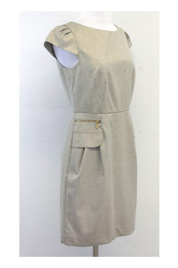 Current Boutique-Laundry by Shelli Segal - Gold & Beige Shimmer Cap Sleeve Midi Dress Sz 6