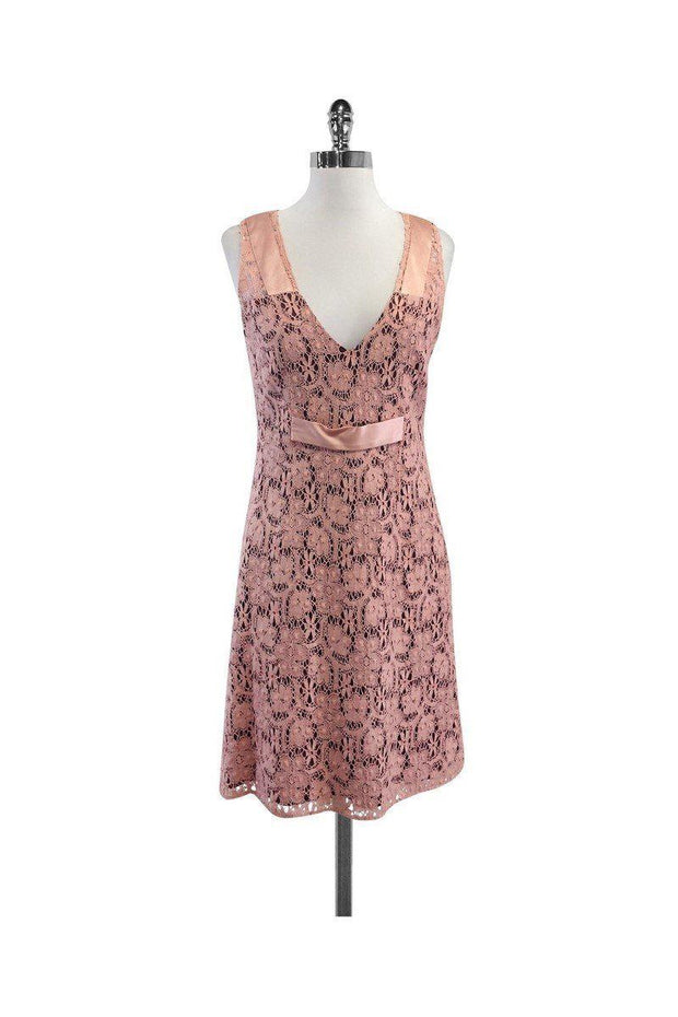 Current Boutique-Laundry by Shelli Segal - Pink Floral Lace Silk Sleeveless Dress Sz 6