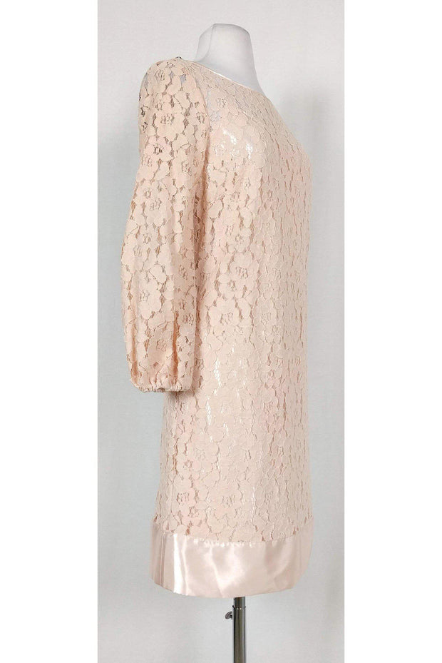 Current Boutique-Laundry by Shelli Segal - Pink Silver Peony Lace Dress Sz 6