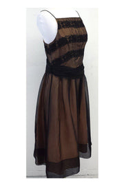 Current Boutique-Laundry by Shelli Segal - Tan & Black Silk Spaghetti Strap Dress Sz 10