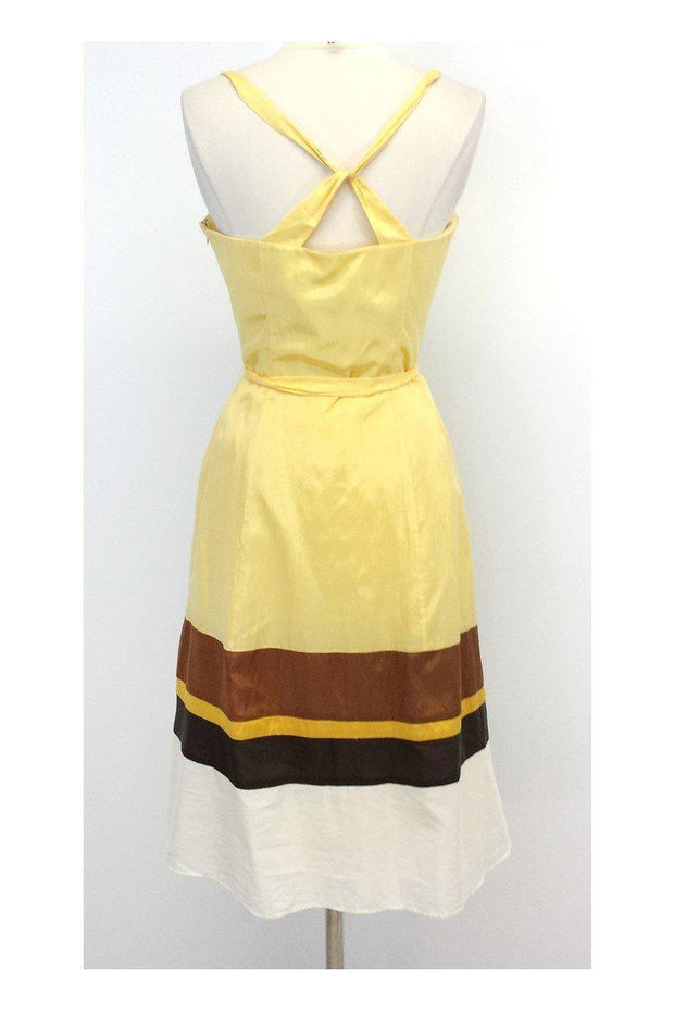 Current Boutique-Laundry by Shelli Segal - Yellow & Brown Silk Blend Dress Sz 6