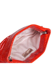 Current Boutique-Lauren Merkin - Orange Patent Leather Reptile Embossed Clutch