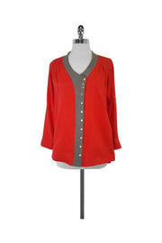Current Boutique-Lauren Moffatt - Orange & Grey Button-Up Top Sz XS