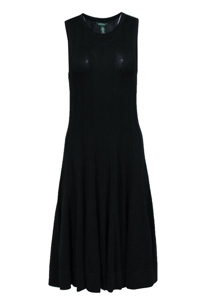 Current Boutique-Lauren Ralph Lauren - Black Knit Sleeveless Flare Midi Dress Sz M