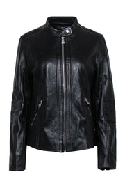 Current Boutique-Lauren Ralph Lauren - Black Leather Zip-Up Jacket Sz L