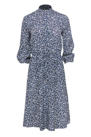 Current Boutique-Lauren Ralph Lauren - Blue Floral Print Long Sleeve Button-Up Shirtwaist Dress Sz 2P