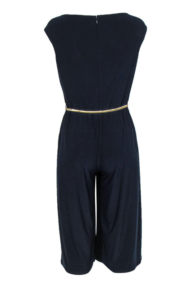 Current Boutique-Lauren Ralph Lauren - Navy Cropped Leg Jumpsuit w/ Gold Belt Sz 6