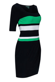 Current Boutique-Lauren Ralph Lauren - Navy, Green & White Striped Sheath Dress Sz 6P