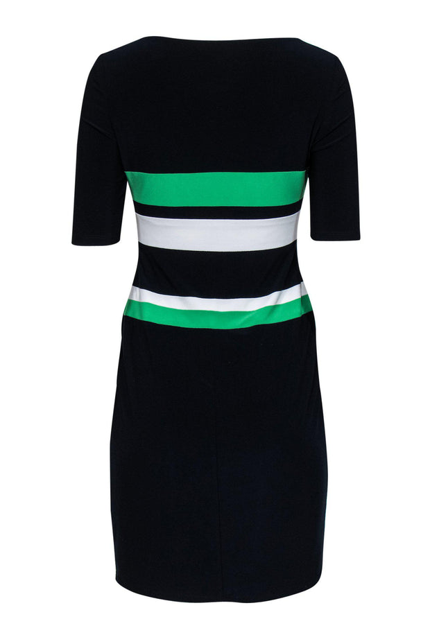 Current Boutique-Lauren Ralph Lauren - Navy, Green & White Striped Sheath Dress Sz 6P