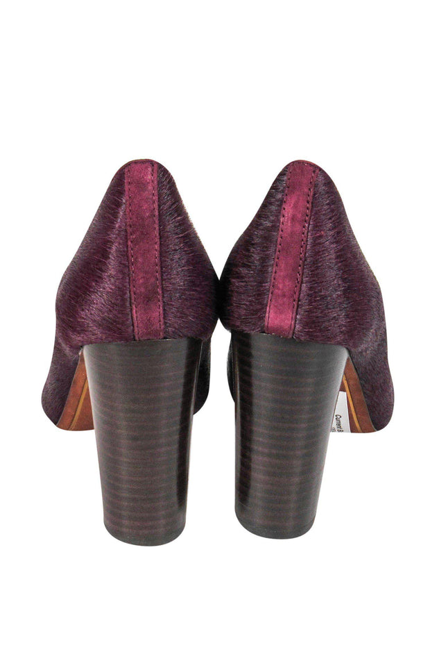 Current Boutique-Lauren Ralph Lauren - Plum Calf Hair Stacked Heel Pumps Sz 6.5